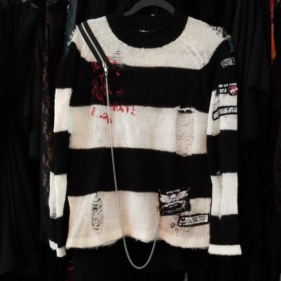 Punk Goth Zipper Sweater Large 